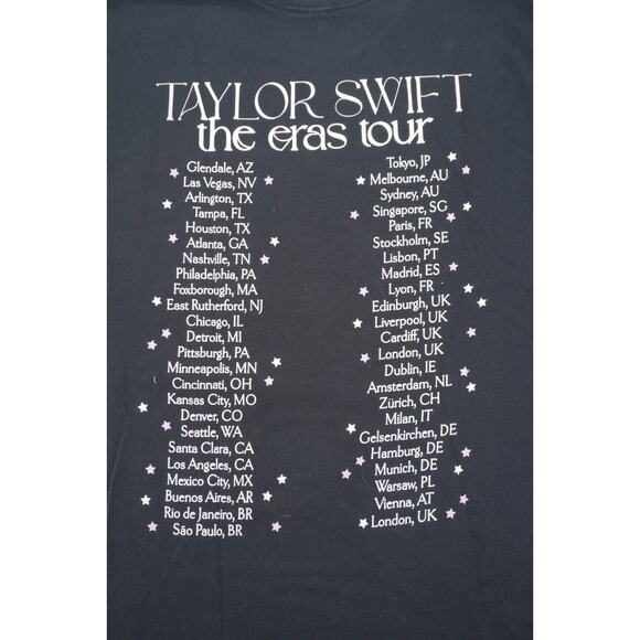 Taylor Swift Eras Tour Concert T-Shirt XL Black Purple Graphic Tee Tour Dates - Picture 4 of 4